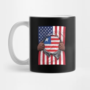 Liberia Flag American Flag Ripped - Gift for Liberian From Liberia Mug